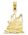 Commemorate a perfect trip on the high seas with this intricate cruise ship charm. Crafted in 14k gold. Chain not included. Approximate length: 8/10 inch. Approximate width: 6/10 inch.