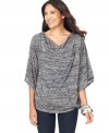 Marled knit meets slouchy chic in AGB's hooded poncho-style top. It's like a cute alternative to your hoodie!