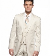 The perfect tan. In a warm-weather palette, this Calvin Klein blazer lightens up your dress wardrobe.