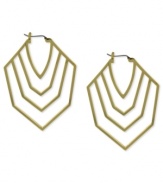 Minimalist magic. Vince Camuto's cut-out hoop earrings, crafted from gold-tone mixed metal, feature a stylish chevron pattern for a fashion-forward touch. Approximate drop: 1-1/2 inches.
