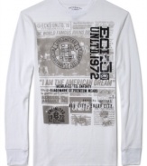 Stop the presses and check out the headlines with this graphic long sleeve thermal t-shirt by Ecko Unltd.