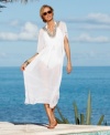 Standout under the sun in this global-glam Raviya sheer cover up featuring beading & studding embellishments!