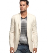 A linen blazer provides a classic summer layer. This INC International Concepts blazer raises your style with a timeless look.