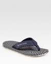 Leather thong sandal with logo detail and striped insole for a sporty feel.Leather upperPadded insoleRubber soleImported