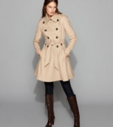 Keep that feminine charm even in the chilly months with this stylish wool-blend trench from Laundry. A skirted style and belted waist are flattering and chic. (Clearance)