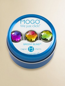 Packaged in a magnetic, reusable gift tin, three beautiful charms click onto any MOGO charm bracelet. With so many styles there is a charm to match every mood!Silvertone and resinMagnetic attachmentSuitable for ages 8 and upImported Please note: Bracelet sold separately. Packaged in a magnetic, reusable gift tin, three beautiful charms click onto any MOGO charm bracelet. With so many styles there is a charm to match every mood!Silvertone and resinMagnetic attachmentSuitable for ages 8 and upImported Please note: Bracelet sold separately.