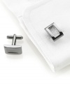 Polish up your go-to dress shirt with the sleek look of these curved brushed nickel cufflinks from Kenneth Cole Reaction.