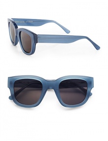 A classic shape with a full rim in lightweight plastic. Available in blue with black lens, black with black lens, brown with black lens, pink with black lens, clear with black lens, or white with black lens. Plastic temples100% UV protectionImported A classic shape with a full rim in lightweight plastic. Available in blue with black lens, black with black lens, brown with black lens, pink with black lens, clear with black lens, or white with black lens. Plastic temples100% UV protectionImported
