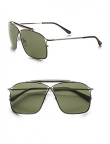 Pilot-style aviators with crossover bridge detail and a unique acetate sweatbar. Lens logo detail Made in Italy Pilot-style aviators with crossover bridge detail and a unique acetate sweatbar. Lens logo detail Made in Italy