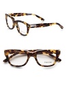 An essential for the contemporary man of style, set in acetate frames with clear, easily replaced lenses.Metal T temple detailMade in Italy
