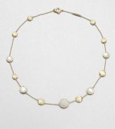 From the Jaipur Resort Collection. Delicate discs of hand-engraved, brushstroke-textured 18k gold alternate with buttons of creamy mother-of-pearl along a delicate gold chain.Mother-of-pearl18k yellow goldLength, about 16Lobster claspMade in Italy