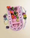 Make lots of jewelry with tons of beads and beading tray. Set includes beads, bells, sequins, shells, beading tray, elastic, colored and hemp strings, tape measure, beading needles and easy instructions in a storage case.14 tallRecommended for ages 8 and upImported