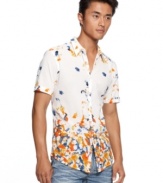 Summer is still here so don't grab that long-sleeved shirt yet. This graphic button-front shirt from INC International Concepts is ready for the last few barbecues.