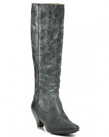 With an almond toe and dainty heel, Frye adds a ladylike touch of glamour to lean leather boots. With an almond toe and dainty heel, Frye adds a ladylike touch of glamour to lean leather boots.
