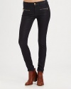 Crafted in one of the best-selling, high-shine washes, these unbelievably soft, zipper-trimmed skinnies will transition smoothly from work hours to after hours. THE FITMedium rise, about 9Inseam, about 29THE DETAILSZip flyFront besom pocketsZippered front slash pocketsBack patch pocketsZippered cuffs98% cotton/2% spandexMachine washMade in USA of imported fabricModel shown is 5'9 (175cm) wearing US size 0.
