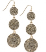 Crush-worthy fashion from INC International Concepts. These drop earrings feature a triple disc silhouette with black diamond pave accents. Crafted in 12k gold-plated mixed metal. Approximate drop: 2-1/2 inches.
