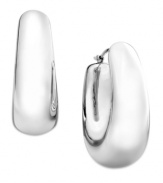 A solid and stylish choice. These medium-sized hoop earrings make a bold statement at any formal affair. Crafted from sterling silver. Approximate drop: 1 inch. Approximate diameter: 1/2 inch.