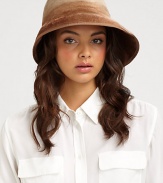 A striking topper crafted in luxurious rabbit felt with an asymmetrical turn-up brim and adjustable inner band.Angora fur feltAdjustable inner bandBrim, about 3.5BrushImportedFur origin: Czech Republic