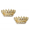 Give yourself the royal treatment with this pair of stud earrings from Juicy Couture. Crafted from gold tone brass with glass accents and cubiz zirconia, the earrings are a crowning achievement. Approximate drop: 2 inches