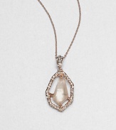 From the Miss Havisham Collection. A luminous peach morganite doublet framed in Swarovski crystals set in warm rose goldtone on a delicate link chain. Peach morganite accented with white quartzSwarovski crystalsRose goldtoneLength, about 16 to 19 adjustableLobster clasp closureMade in USA