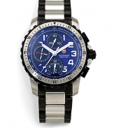 THE LOOKRound stainless steel case with black PVD coated accents