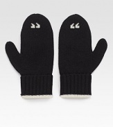 Take quotations to a new level with these adorable wool, intarsia mittens. WoolFold-up cuffsContrast detailsLength, about 8½Comes with boxHand washImported 