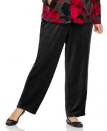 Lounge in the lavish comfort of On Que's plus size active pants, crafted from plush velour. (Clearance)