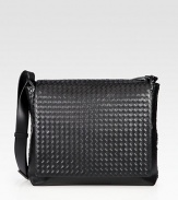 Signature weave of supple Italian leather, crafted in a streamlined messenger style with a versatile crossbody strap.Flap closureAdjustable shoulder strapOne interior pocketCotton liningLeather16W x 13H x 4DMade in Italy