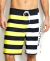 Step into stripes this summer with these swim trunks from Nautica.
