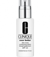 Refreshing, oil-free hydrating lotion for oilier skin types creates a more even skin tone while protecting skin from future darkening with high-level UVA/UVB defense. Specialized ingredients break apart surface darkening and exfoliate it away. Instantly brightens, clarifies. 1.7 oz.