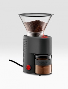 This essential, totally electric part of the coffee-making ritual is completely adjustable - twisting the upper bean container determines how finely ground the beans will be. Most coffee grinders use plastic receptacle containers, but plastic causes the powder gets statically charged and easily spills. This essential, totally electric part of the coffee-making ritual is completely adjustable - twisting the upper bean container determines how finely ground the beans will be. Most coffee grinders use plastic receptacle containers, but plastic causes the powder gets statically charged and easily spills.