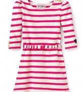 Juicy Couture Girls' Stripe French Terry Boat Neck Dress - Sizes 7-14