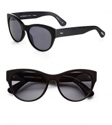 Be the cat's meow in these ultra-feminine, 1950's-inspired, retro frames handcrafted of rounded acetate. Available in matte black with grey polar lens.Plastic templesAnti-reflective coating100% UV protectionImported