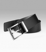 Casual design in durable Italian leather with silvertone buckle. About 1½ wide Imported