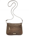 For fierce girls on-the-go, this croc-embossed crossbody from Anne Klein is the perfect companion. Shiny signature hardware dresses the exterior, while plenty of inside pockets and compartments discretely stash wallet, phone, makeup, and other little extras.