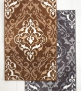 Traditional elegance defines the bath in this Damask Scroll bath rug from Charter Club. Features an expertly crafted damask design and an ultra-soft pile in your choice of two neutral color schemes. Finished with skid-resistant backing.