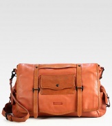 Rich, refined leather in a thoughtfully designed bag with places for all your work-day essentials.Flap closureAdjustable shoulder strapExterior, interior pocketsFully linedLeather16W x 11H x 5DImported