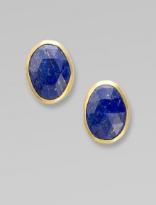 Rich lapis stones set in 24k goldplated sterling silver for a truly elegant style. Lapis24k goldplated sterling silverSize, about ¾Hinged post backImported Rich lapis stones set in 24k goldplated sterling silver for a truly elegant style. Lapis24k goldplated sterling silverSize, about ¾Hinged post backImported