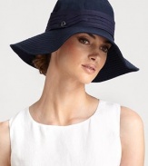 Cotton cloche, with wide stitched brim and pleated trim, retains its shape after packing.CottonLogo button detailPleated bandBrim, about 4Spot cleanMade in Italy