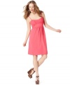 Gathering and delicate spaghetti straps elevate INC's classic petite sundress!