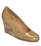 Dare to be different! The Plum Tree wedges by Aerosoles take a unique turn with a contrasting wedge heel in a variety of finishes.