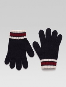 Ultra cozy wool in a tricot knit proudly displays a pattern of signature stripes at the cuff.Ribbed striped cuff Wool Made in Italy Ultra cozy wool in a tricot knit proudly displays a pattern of signature stripes at the cuff.Ribbed striped cuff Wool Made in Italy
