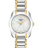 Mesmerizing mother-of-pearl and golden tones create a ladylike T-Wave collection watch from Tissot.