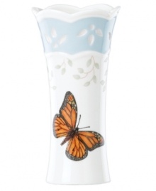 Spring is perpetually in season with whimsical Butterfly Meadow giftware. Pretty butterfly and floral motifs grace small white vases with an elegant flare and charming scalloped edge. Qualifies for Rebate Spring is perpetually in season with whimsical Butterfly Meadow giftware. Pretty butterfly and floral motifs grace small white vases with an elegant flare and charming scalloped edge. Qualifies for Rebate