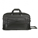 For the business or leisure traveler who appreciates the virtues of traveling light, this is the ideal duffel. It weighs 25%-35% less than comparable cases and offers a roomy interior with a removable garment sleeve, all within a convenient carry-on size. Made from Tumi's exclusive, ultra-tough FXT ballistic nylon, the case features a unique, soft construction design that keeps the bag light. There are organizer pockets inside and out, a telescoping handle and smooth-rolling wheels.