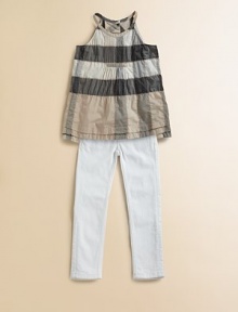 A traditional pair of versatile denim is given an update in a crisp, clean hue and slim-fitting cut.Button closureAdjustable button tab waistband with belt loopsZip fly5-pocket style98% cotton/2% elastaneMachine washImported A traditional pair of versatile denim is given an update in a crisp, clean hue and slim-fitting cut.Button closureAdjustable button tab waistband with belt loopsZip fly5-pocket style98% cotton/2% elastaneMachine washImported