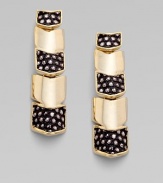 Slither your way into chic style with this snake skin inlay design. 14k goldplated Drop, about 2¼ Post back Made in USA 
