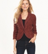Designed to suit your feminine sense of style, this petite blazer from INC marries delicate lace with a classic, tailored fit.