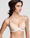 A pretty underwire bra with a delicate floral lace underband and wings.