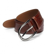 THE LOOKFaux lizard-embossed designMetal u-shaped buckleNotch closureTHE MEASUREMENTWidth, 1½THE MATERIALItalian leatherORIGINMade in CanadaThis item was originally available for purchase at Saks Fifth Avenue OFF 5TH stores. 
